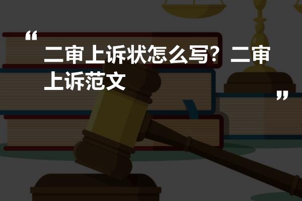 二審上訴狀怎麼寫?二審上訴範文