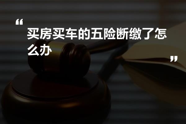 买房买车的五险断缴了怎么办