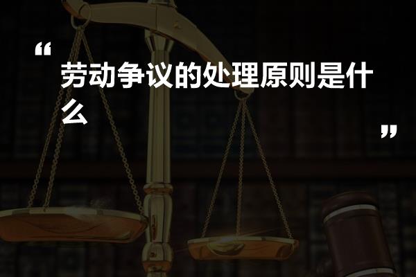 劳动争议的处理原则是什么