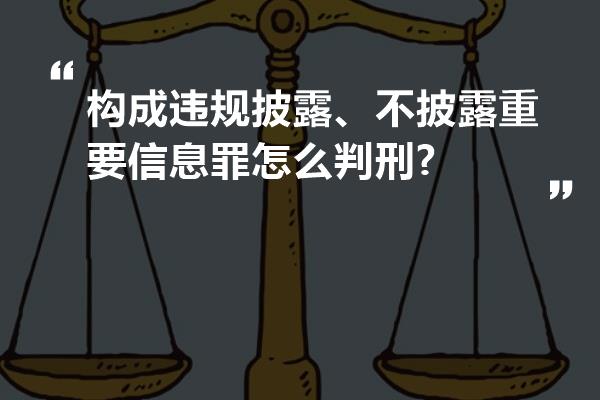 构成违规披露、不披露重要信息罪怎么判刑?