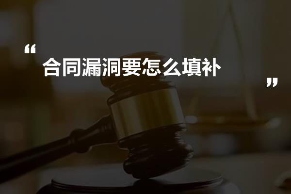 合同漏洞要怎么填补