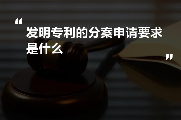 发明专利的分案申请要求是什么