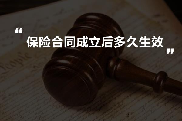 保险合同成立后多久生效