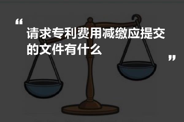 请求专利费用减缴应提交的文件有什么