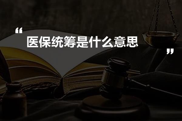 医保统筹是什么意思