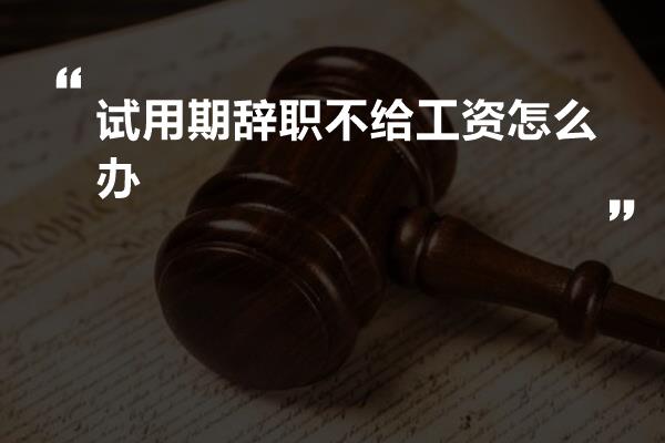 试用期辞职不给工资怎么办