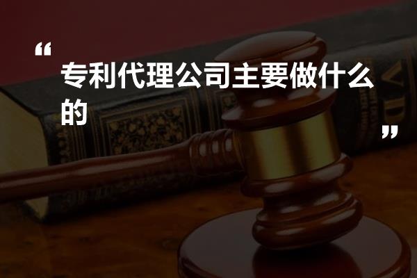 专利代理公司主要做什么的