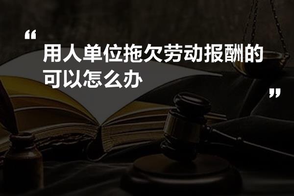 用人单位拖欠劳动报酬的可以怎么办