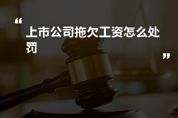 上市公司拖欠工资怎么处罚