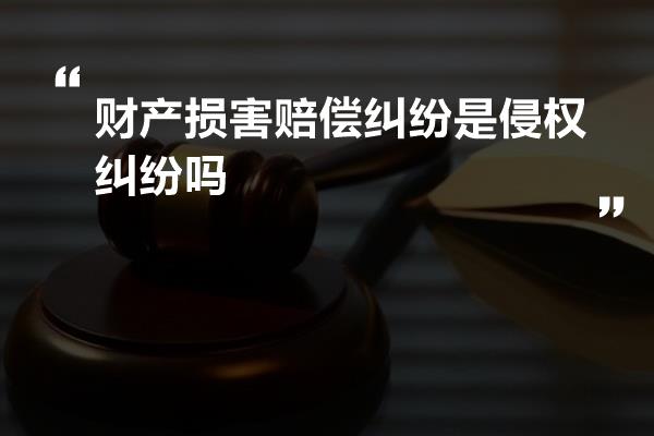 财产损害赔偿纠纷是侵权纠纷吗