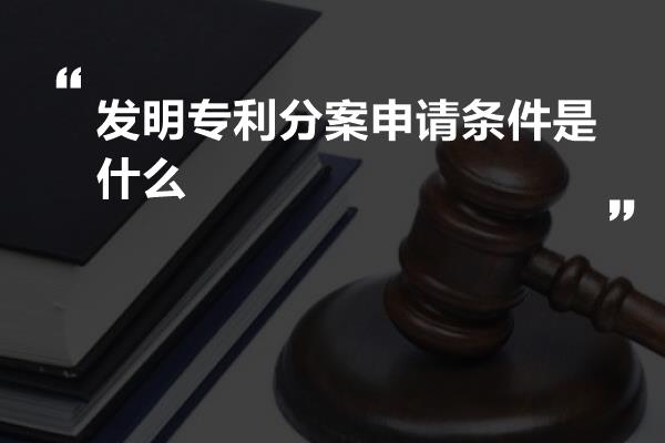 发明专利分案申请条件是什么