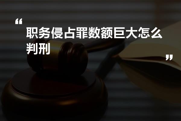 职务侵占罪数额巨大怎么判刑